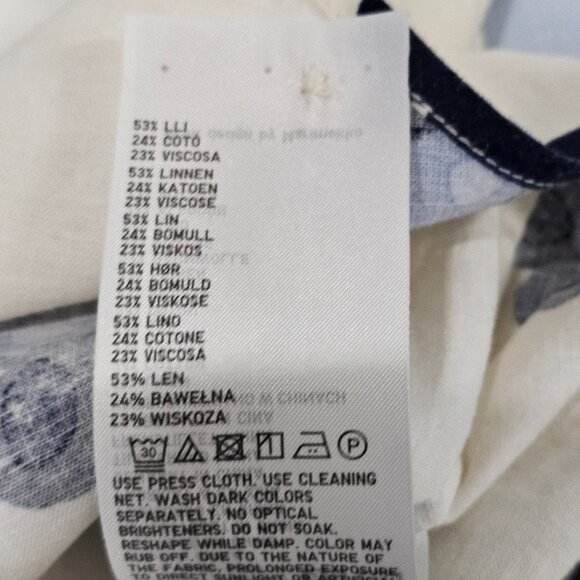 UNIQLO marimekko Linen-Blend Open Collar Shirt Women Size M Off White - Picture 11 of 11